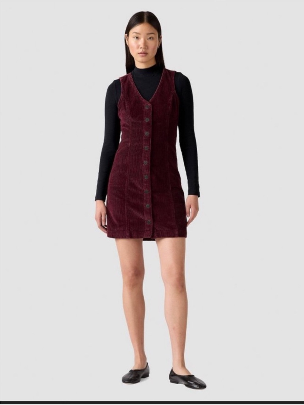 Levi’s Women’s Corduroy Vianna Vest Dress - Tawny Port Cord Size Large NWT